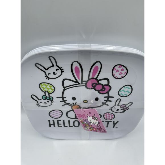 Hello Kitty by Sanrio Set of 4 Square Melamine Plates Spring Easter NEW - Picture 3 of 8